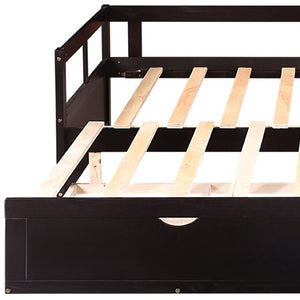 HomeRoots Espresso Twin Day Bed with Trundle & Drawers - Stylish, Space-Saving Furniture for Any Room! 606840