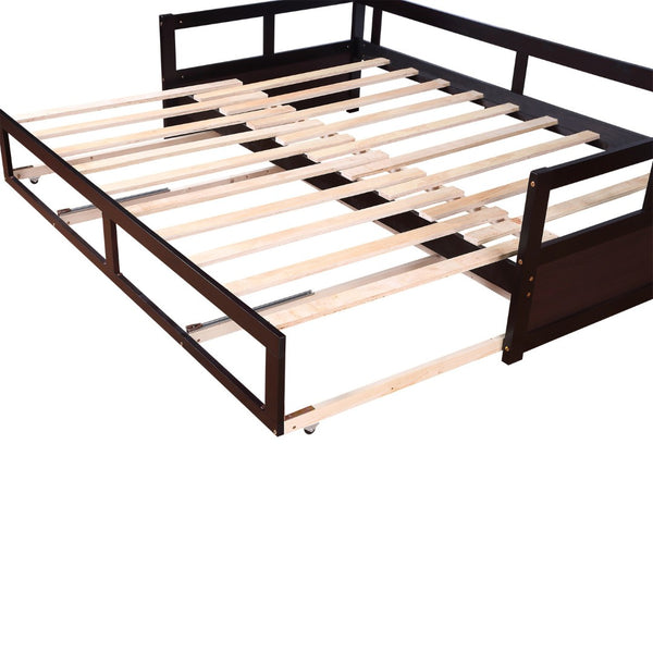 HomeRoots Espresso Twin Day Bed with Trundle & Drawers - Stylish, Space-Saving Furniture for Any Room! 606840