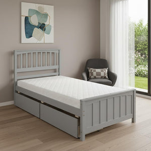 HomeRoots Gray Wood Twin Bed Frame with Built-in Drawers - Modern, Sturdy Design for Organized Spaces 606841