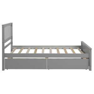 HomeRoots Gray Wood Twin Bed Frame with Built-in Drawers - Modern, Sturdy Design for Organized Spaces 606841