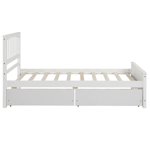 HomeRoots White Wood Twin Bed Frame with Space-Saving Drawers for Modern Bedrooms - Stylish and Sturdy Design 606842