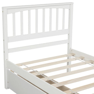HomeRoots White Wood Twin Bed Frame with Space-Saving Drawers for Modern Bedrooms - Stylish and Sturdy Design 606842