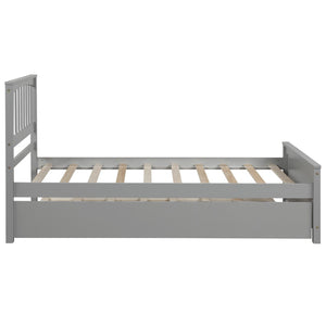 HomeRoots Gray Wood Twin Bed Frame with Convenient Trundle for Space-Saving Style in Kids' or Guest Rooms 606843