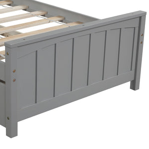HomeRoots Gray Wood Twin Bed Frame with Convenient Trundle for Space-Saving Style in Kids' or Guest Rooms 606843