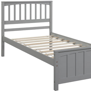 HomeRoots Gray Wood Twin Bed Frame - Modern Platform Design with Durable Finish, 450 lbs Capacity, Slat Support 606845
