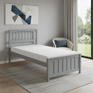 HomeRoots Gray Wood Twin Bed Frame - Modern Platform Design with Durable Finish, 450 lbs Capacity, Slat Support 606845