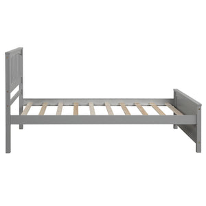 HomeRoots Gray Wood Twin Bed Frame - Modern Platform Design with Durable Finish, 450 lbs Capacity, Slat Support 606845