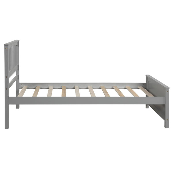 HomeRoots Gray Wood Twin Bed Frame - Modern Platform Design with Durable Finish, 450 lbs Capacity, Slat Support 606845