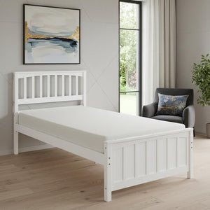HomeRoots White Wood Twin Bed Frame - Modern Design with Durable Support for a Fresh, Stylish Bedroom Look! 606846