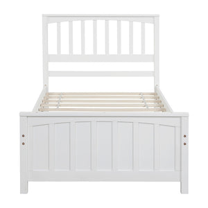 HomeRoots White Wood Twin Bed Frame - Modern Design with Durable Support for a Fresh, Stylish Bedroom Look! 606846