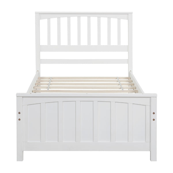 HomeRoots White Wood Twin Bed Frame - Modern Design with Durable Support for a Fresh, Stylish Bedroom Look! 606846