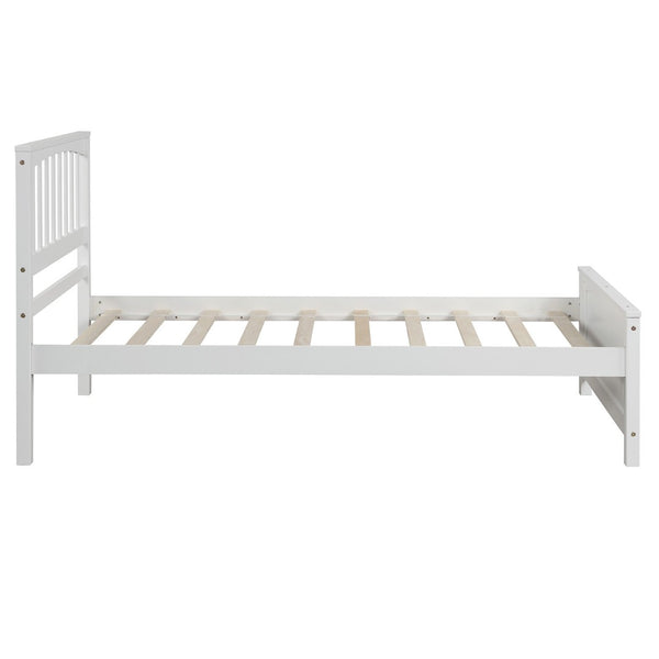 HomeRoots White Wood Twin Bed Frame - Modern Design with Durable Support for a Fresh, Stylish Bedroom Look! 606846