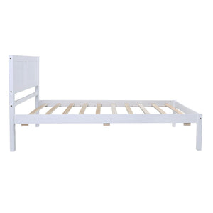 HomeRoots White Wood Twin Bed Frame - Modern Platform Design, Easy Assembly & Sturdy Slat Support for Comfort 606847