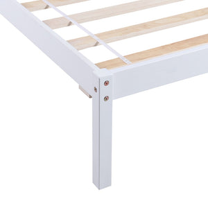 HomeRoots White Wood Twin Bed Frame - Modern Platform Design, Easy Assembly & Sturdy Slat Support for Comfort 606847