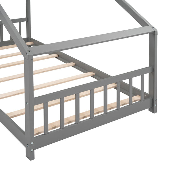HomeRoots Gray Wood Twin Bed Frame - Modern, Durable Platform Design for Comfort with Sturdy Support Slats 606848