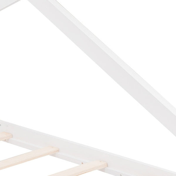 HomeRoots White Wood Twin House Bed - Stylish Modern Design for Kids’ Rooms, Durable Frame, Cozy Retreat! 606849