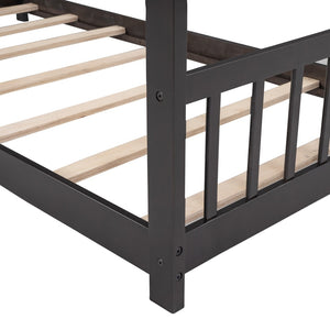 HomeRoots Espresso Wood Twin House Bed - Stylish, Modern Design for Cozy Sleep Spaces, Durable & Supportive Frame 606850