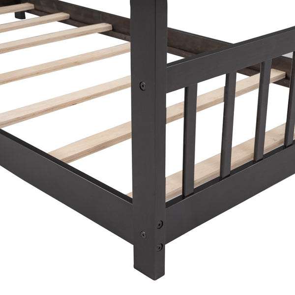 HomeRoots Espresso Wood Twin House Bed - Stylish, Modern Design for Cozy Sleep Spaces, Durable & Supportive Frame 606850