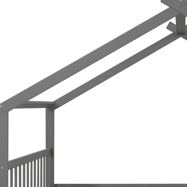 HomeRoots Gray Wood Full Bed Frame - Modern Platform Design with Durable Support, Ideal for Stylish Bedrooms! 606851