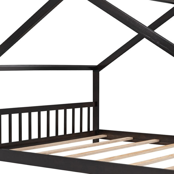 HomeRoots Espresso Wood Full Bed Frame - Modern Platform Design for Comfort & Style, Supports Up to 250 lbs 606853