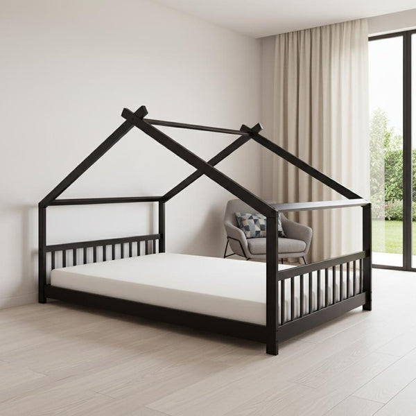 HomeRoots Espresso Wood Full Bed Frame - Modern Platform Design for Comfort & Style, Supports Up to 250 lbs 606853