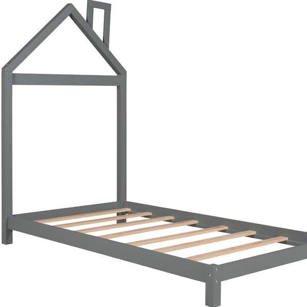 HomeRoots Gray Wood Twin Bed Frame – Modern Platform Design with Durable Construction for a Stylish Bedroom Retreat 606854