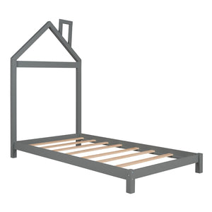 HomeRoots Gray Wood Twin Bed Frame – Modern Platform Design with Durable Construction for a Stylish Bedroom Retreat 606854