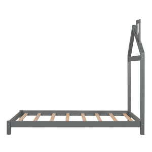 HomeRoots Gray Wood Twin Bed Frame – Modern Platform Design with Durable Construction for a Stylish Bedroom Retreat 606854