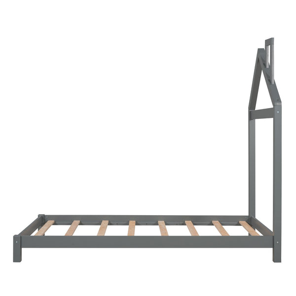 HomeRoots Gray Wood Twin Bed Frame – Modern Platform Design with Durable Construction for a Stylish Bedroom Retreat 606854