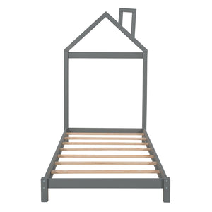 HomeRoots Gray Wood Twin Bed Frame – Modern Platform Design with Durable Construction for a Stylish Bedroom Retreat 606854