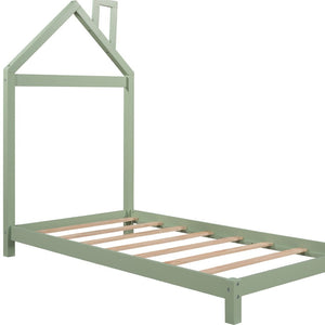 HomeRoots Green Wood Twin Bed Frame - Modern Platform Design with Durable Construction for Ultimate Comfort 606855