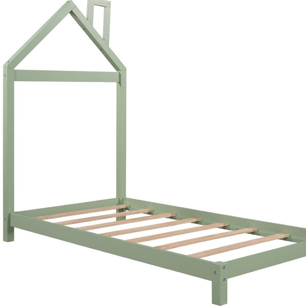 HomeRoots Green Wood Twin Bed Frame - Modern Platform Design with Durable Construction for Ultimate Comfort 606855