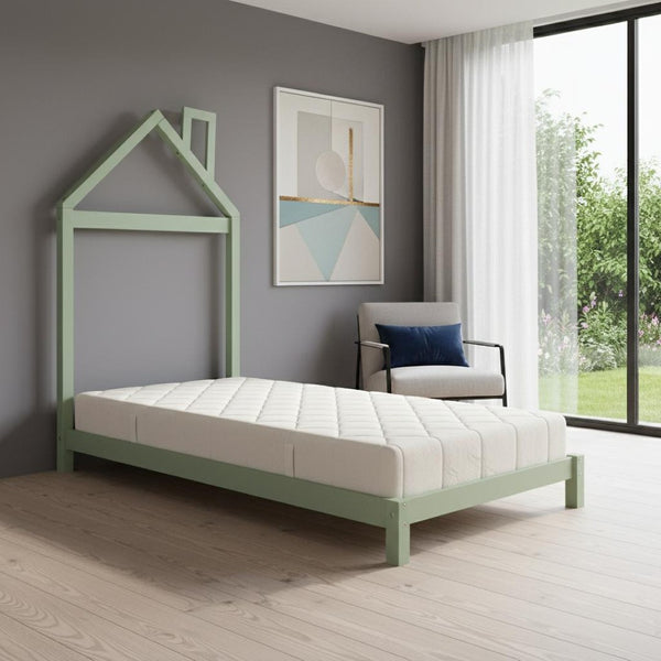 HomeRoots Green Wood Twin Bed Frame - Modern Platform Design with Durable Construction for Ultimate Comfort 606855