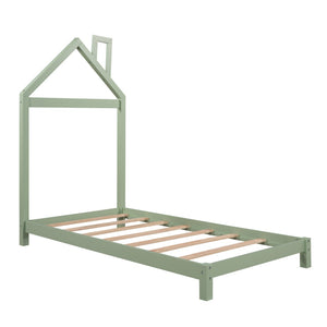 HomeRoots Green Wood Twin Bed Frame - Modern Platform Design with Durable Construction for Ultimate Comfort 606855