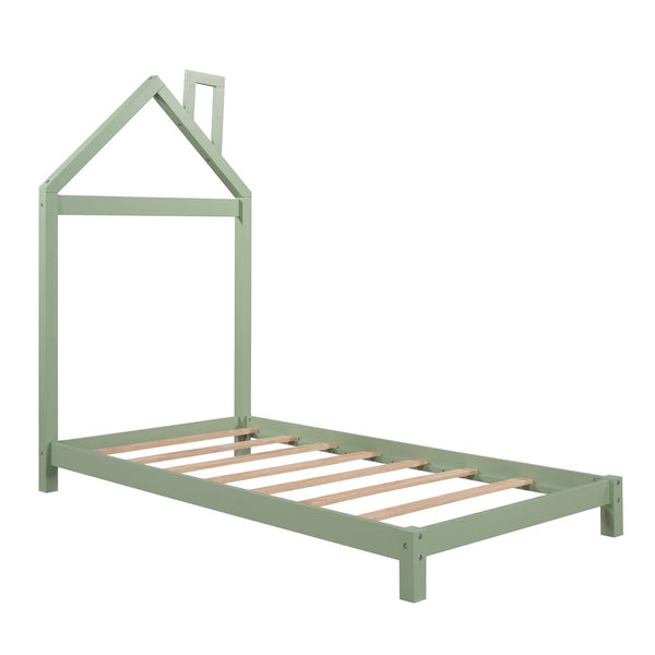 HomeRoots Green Wood Twin Bed Frame - Modern Platform Design with Durable Construction for Ultimate Comfort 606855