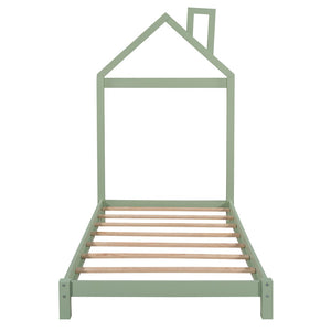 HomeRoots Green Wood Twin Bed Frame - Modern Platform Design with Durable Construction for Ultimate Comfort 606855
