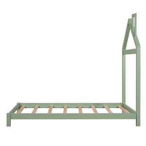 HomeRoots Green Wood Twin Bed Frame - Modern Platform Design with Durable Construction for Ultimate Comfort 606855