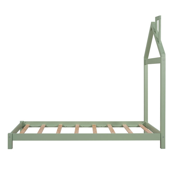 HomeRoots Green Wood Twin Bed Frame - Modern Platform Design with Durable Construction for Ultimate Comfort 606855
