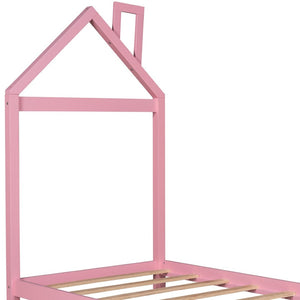 HomeRoots Pink Wood Twin Bed Frame - Stylish, Durable Design for Modern Bedrooms, Perfect for Kids & Guests! 606856