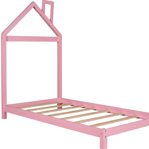 HomeRoots Pink Wood Twin Bed Frame - Stylish, Durable Design for Modern Bedrooms, Perfect for Kids & Guests! 606856