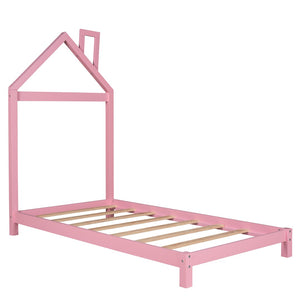 HomeRoots Pink Wood Twin Bed Frame - Stylish, Durable Design for Modern Bedrooms, Perfect for Kids & Guests! 606856