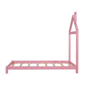 HomeRoots Pink Wood Twin Bed Frame - Stylish, Durable Design for Modern Bedrooms, Perfect for Kids & Guests! 606856