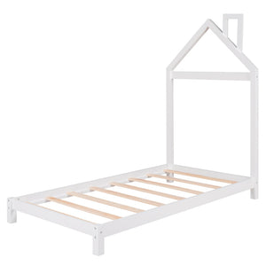 HomeRoots White Wood Twin Bed Frame – Modern Platform Design, Durable Solid Wood, Perfect for Stylish Bedrooms 606857