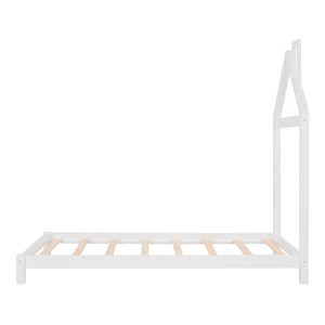 HomeRoots White Wood Twin Bed Frame – Modern Platform Design, Durable Solid Wood, Perfect for Stylish Bedrooms 606857