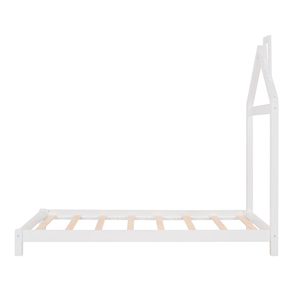 HomeRoots White Wood Twin Bed Frame – Modern Platform Design, Durable Solid Wood, Perfect for Stylish Bedrooms 606857