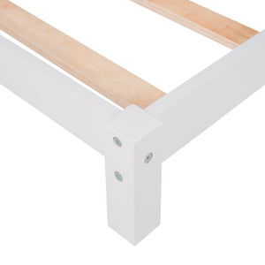 HomeRoots White Wood Twin Bed Frame – Modern Platform Design, Durable Solid Wood, Perfect for Stylish Bedrooms 606857