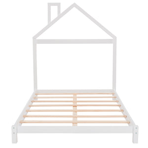 HomeRoots White Wood Full Bed Frame - Modern Minimalist Design with Sturdy Support for a Restful Night’s Sleep 606859
