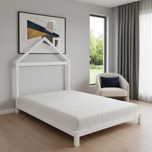 HomeRoots White Wood Full Bed Frame - Modern Minimalist Design with Sturdy Support for a Restful Night’s Sleep 606859