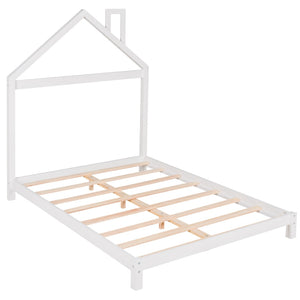 HomeRoots White Wood Full Bed Frame - Modern Minimalist Design with Sturdy Support for a Restful Night’s Sleep 606859