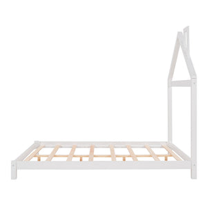 HomeRoots White Wood Full Bed Frame - Modern Minimalist Design with Sturdy Support for a Restful Night’s Sleep 606859